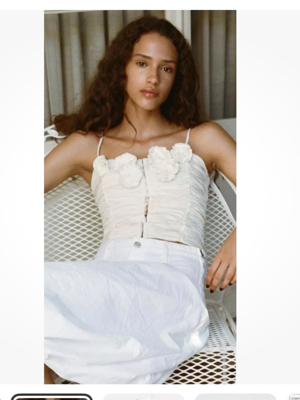 Zara White Ruched Rosette Satin Corset Top | Size M | NWT - Picture 2 of 13